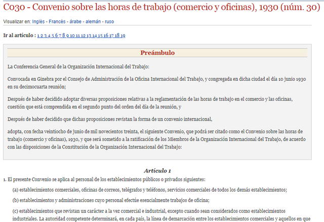 OIT: Convenio 030 sobre las horas de trabajo (comercio y oficinas)
