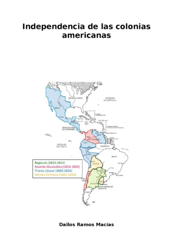 Independencia colonias americanas