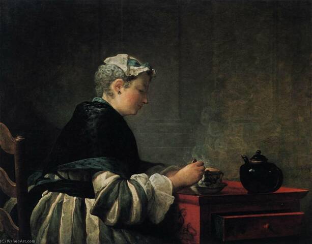 "Mujer tomando un té" de CHARDIN