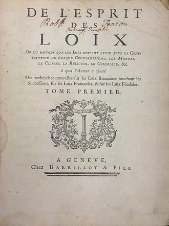 The Spirit of the Laws was published