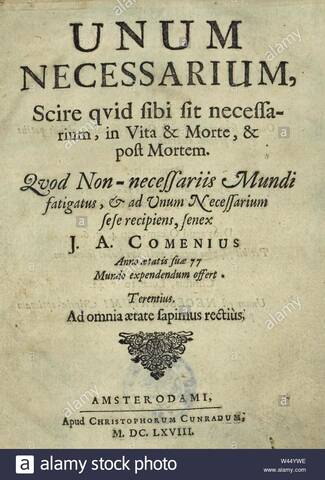 Comenio escribe su testamento político-filosófico Unum necessarium.