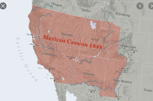 Mexico agrees to cede California, Nevada, Utah, most of New Mexico, Arizona and parts of Colorado and Wyoming for $15 million