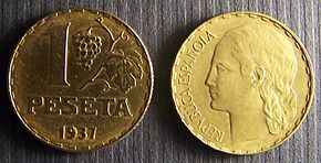 La peseta moneda única de España