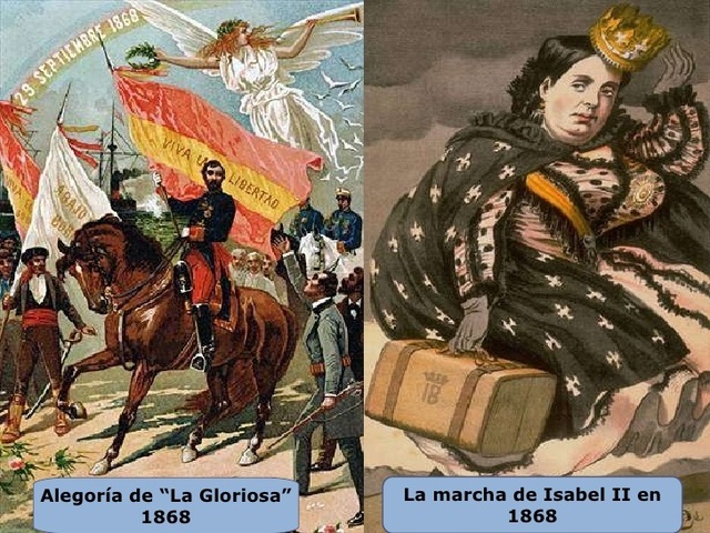 Revolución Gloriosa y exilio de Isabel II.