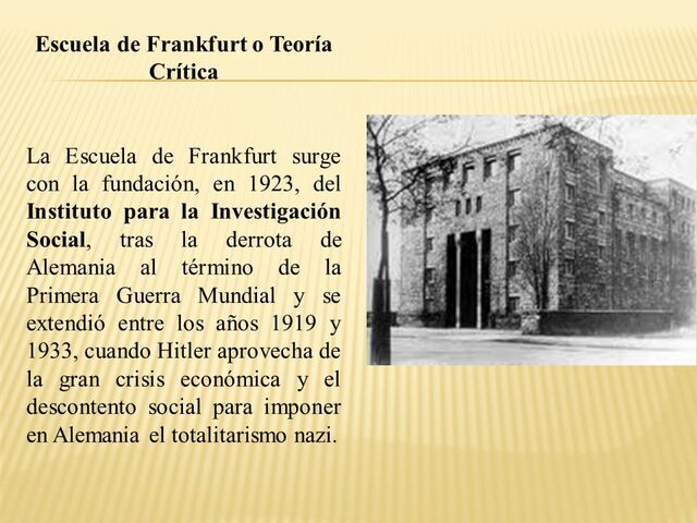 La escuela de Fráncfort  inaugurado en 1923 en Fráncfort del Meno (Alemania)