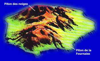 Apparition de l'île volcanique de la Réunion.