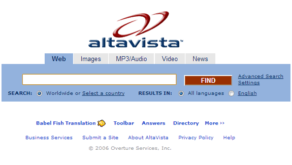 AltaVista y Yahoo!