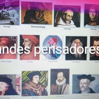 Timeline: Grandes pensadores: escuela franciscana, humanistas y renacentistas.