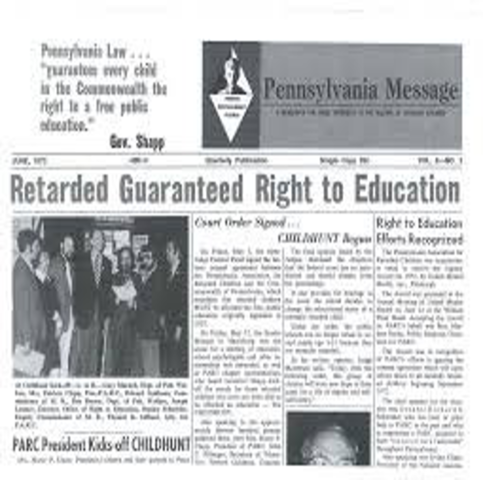 Pennsylvania Association for Retarded Citizens (PARC) V. Commonwealth of Pennsylvania