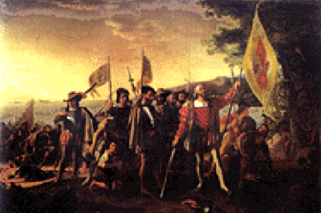 Columbus "discovers" America