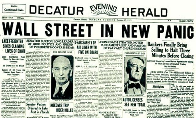 EL MARTES NEGRO: caída de la bolsa de Nueva York, EEUU