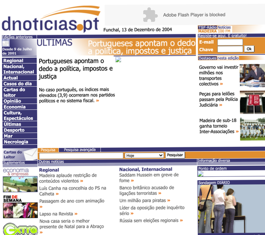 Homepage em 2004
