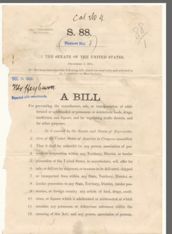 Food and Drugs Act is passed by Congres