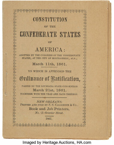 Confederate Congress adopts Confederate Constitution