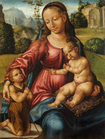 Virgen con el Niño Jesús y san Juan Bautista niño