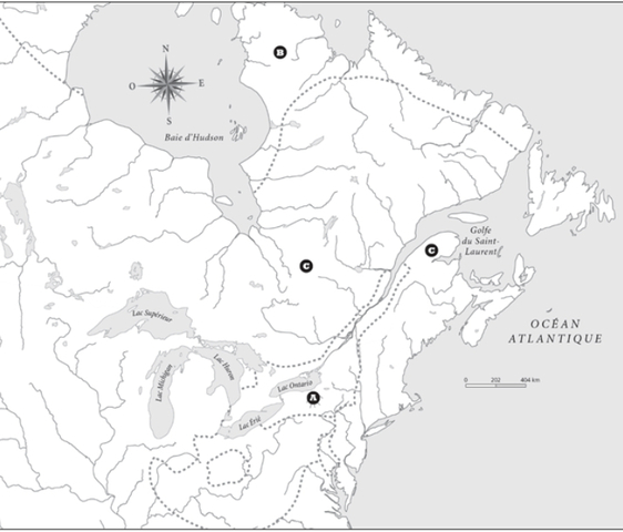 Les familles linguistiques autochtones vers 1500