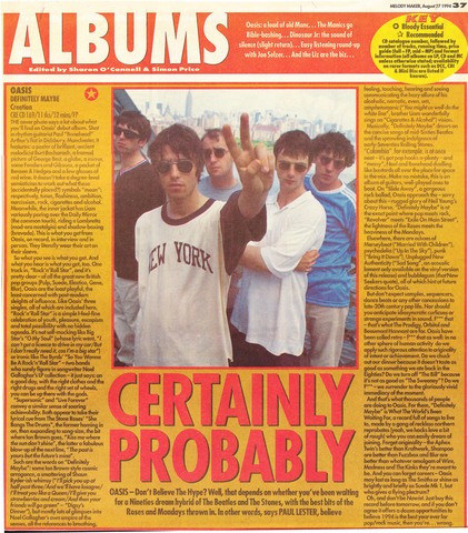 Melody Maker Definitely Maybe review.