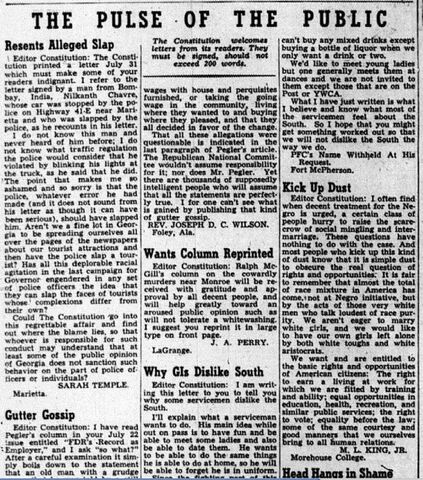 The Atlanta Constitution publishes King’s letter to the editor stating that black people are entitled to the basic rights and opportunities of American citizens