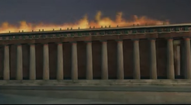 Heruli barbarians occupy and burn the parthenon