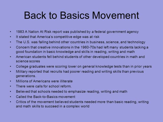 Back to the Basics 1980's