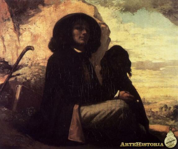 Courbet. Autorretrato con un perro negro