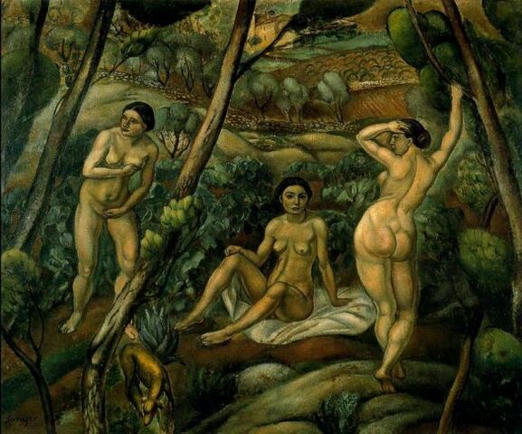 Paisaje con tres desnudos