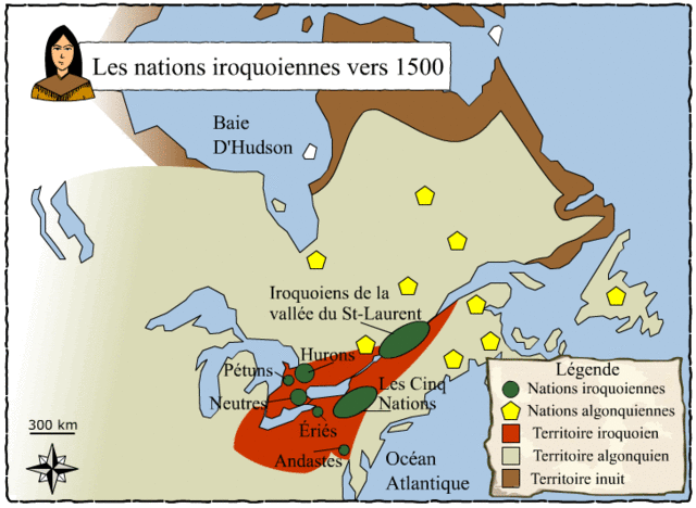 Les familles linguistiques autochtones vers 1500