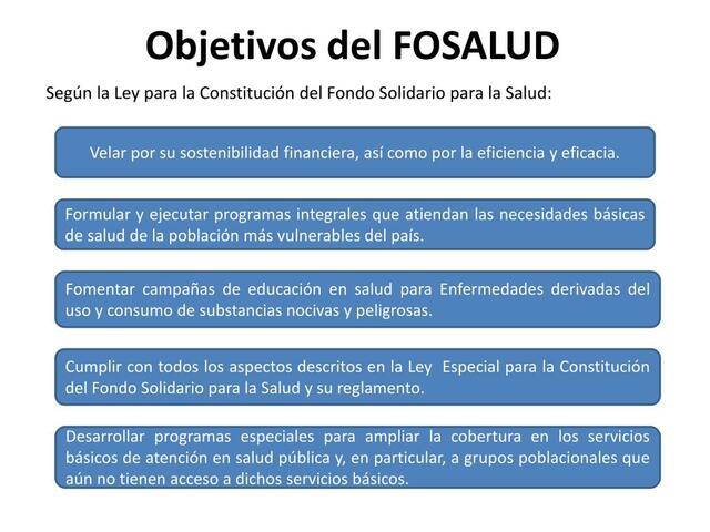 LEY ESPECIAL PARA LA CONSTITUCIÓN DEL FONDO SOLIDARIO PARA LA SALUD (FOSALUD).