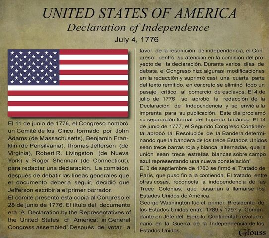 La declaración de la Independencia Estados Unidos