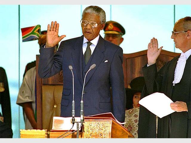 Nelson Mandela is elected as president of South Africa