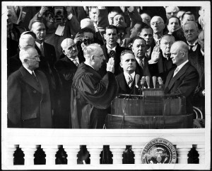 He attends Eisenhowers inaguration