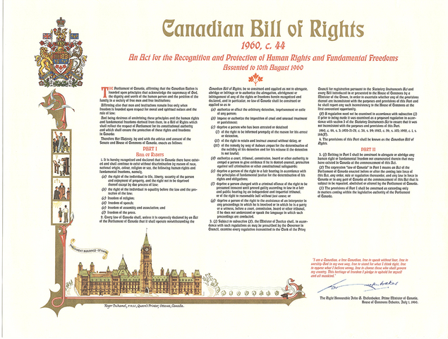 Canadian Bill of Rights Approved