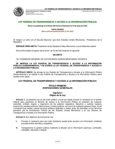 Ley Federal de Transparencia y Acceso a la Información Pública Gubernamental
