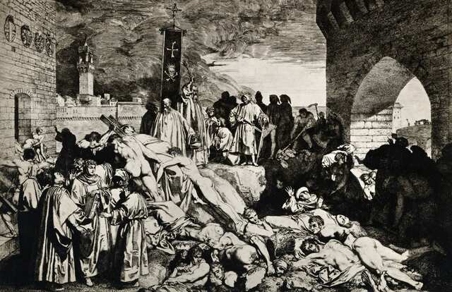 Black Death, Bubonic Plague of 1350 :              https://www.history.com/topics/middleages/blackdeath#&gid=ci0260fc9f700027ee&pid=gettyimages-51241529