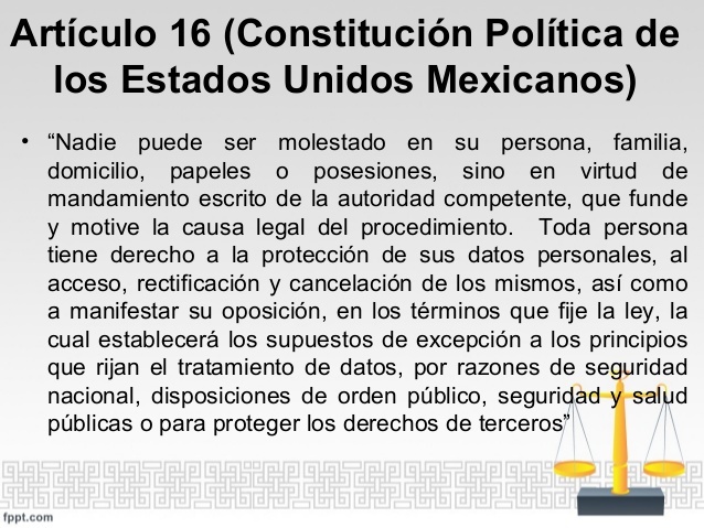 México - Presentación del proyecto en el cual se adiciona un parrafo al artículo 16 constitucional.