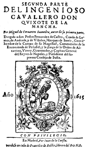 Publicación de la segunda parte de "El ingenioso hidalgo don Quijote de La Mancha"