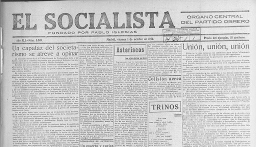 Publicación de el periódico El Socialista