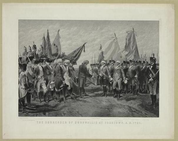 General Charles Cornwallis Surrenders To General George Washington At Yorktown