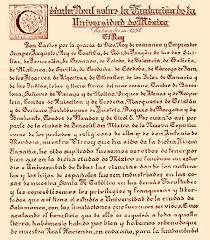 Real Cédula de fundación de la universidad