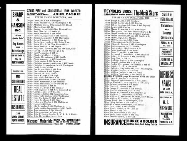 Living in Perth Amboy, New Jersey 1916