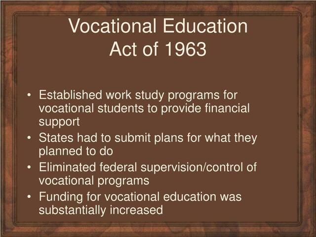 Vocational Education Acts of 1963