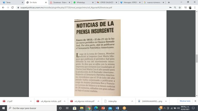 Noticias de la prensa insurgente
