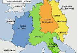 División del territorio de Lotario entre sus descentientes.