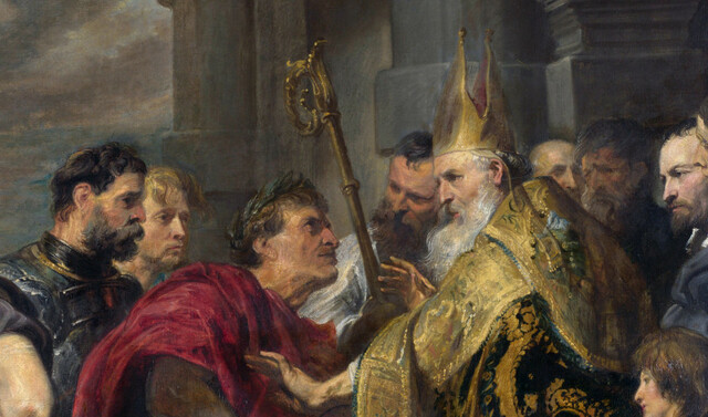 Teodosio si inginocchia da Ambrogio