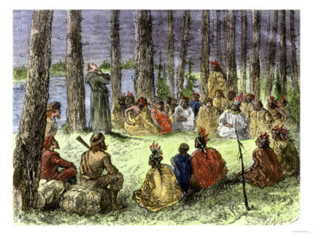 Autochtone aide la famille de verendige a traverser la prairie