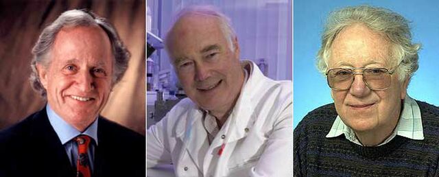 Mario Capecchi, Olivier Smithies y Sir Martin Evans.