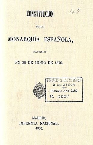 Promulgación de la Constitución de 1876.