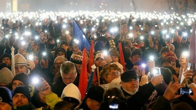 Protesta al Gobierno de Hungría