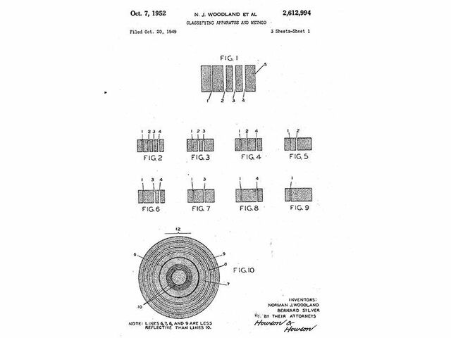 First patent for bar codes