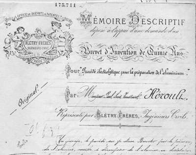 Aluminium par électrolyse (Paul Héroult) - métallurgie